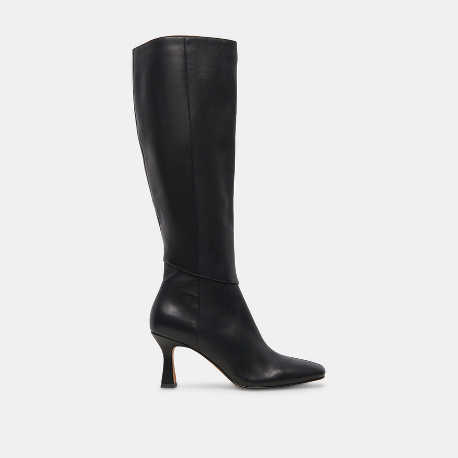 gyra stiefel mit weitem schaft schwarzes leder