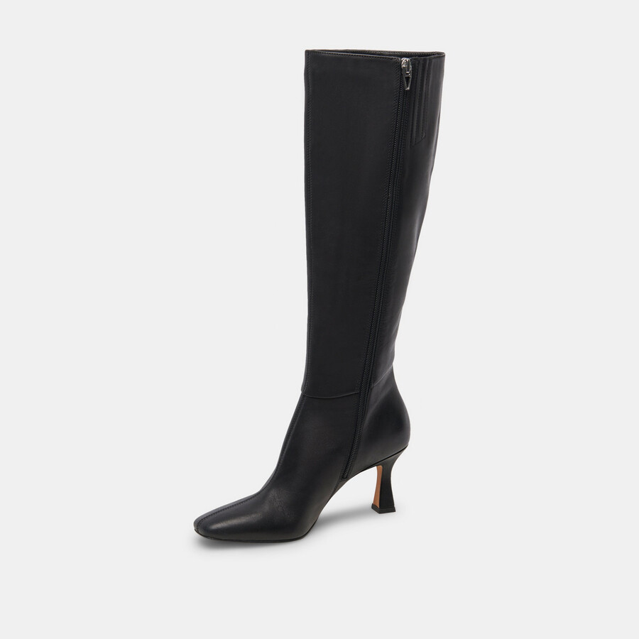 gyra stiefel mit weitem schaft schwarzes leder