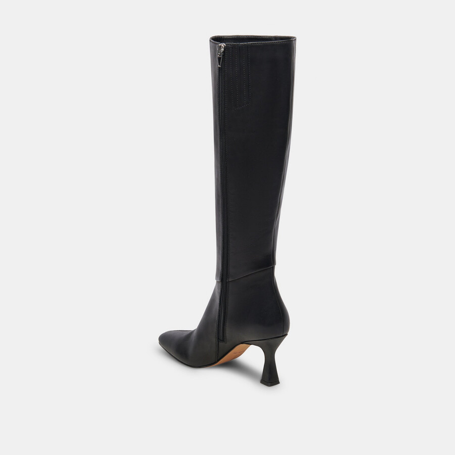 gyra stiefel mit weitem schaft schwarzes leder