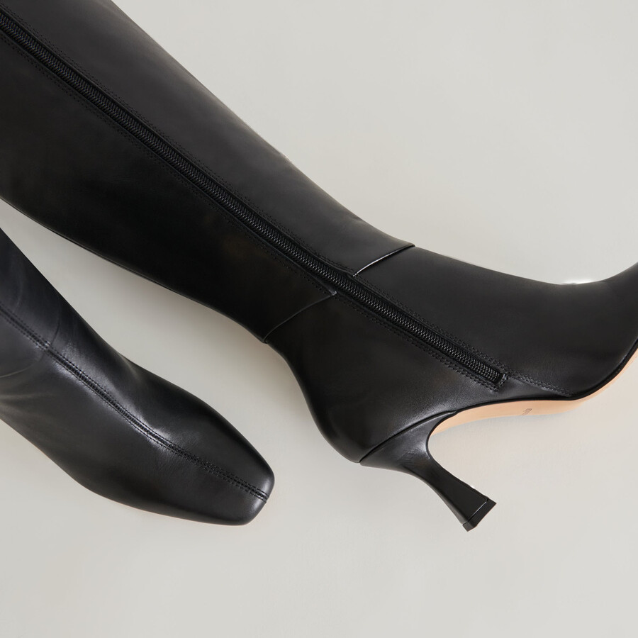 gyra stiefel mit weitem schaft schwarzes leder
