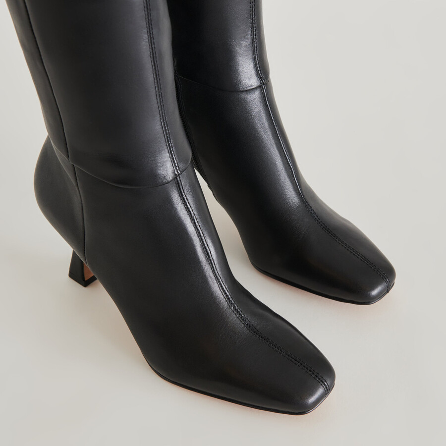 gyra stiefel mit weitem schaft schwarzes leder