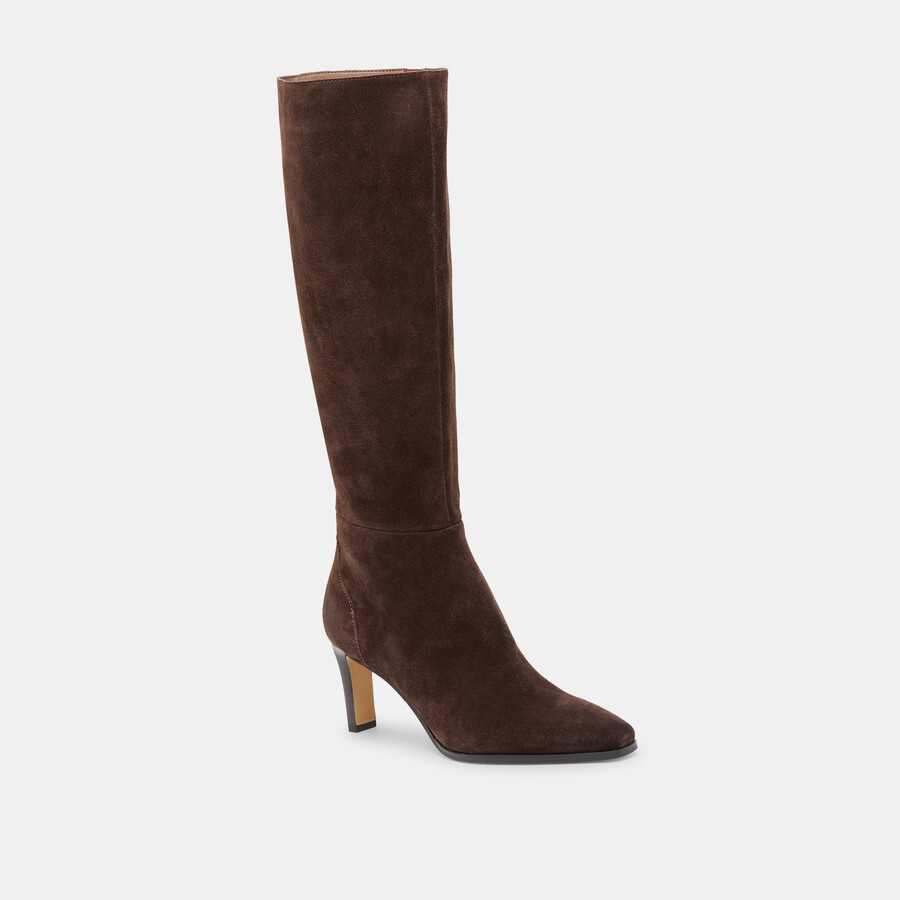 emmi stiefel mit weitem schaft dunkelbraunes wildleder