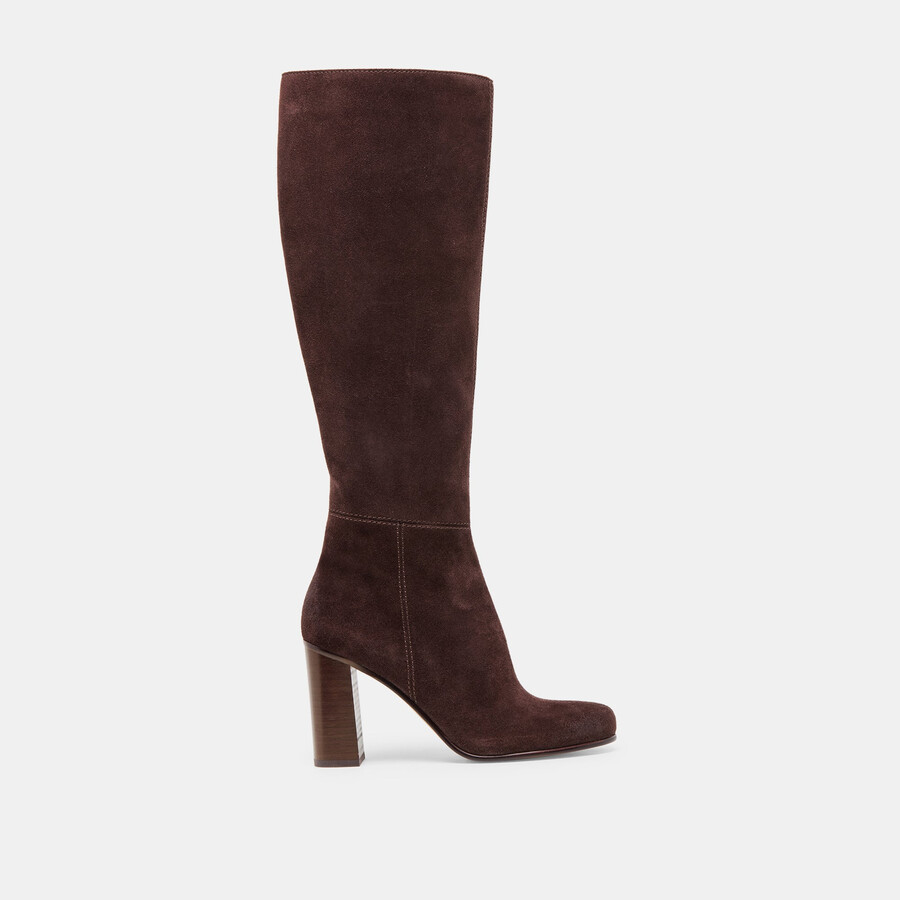 hudsin stiefel mit weitem schaft mahagoni-wildleder