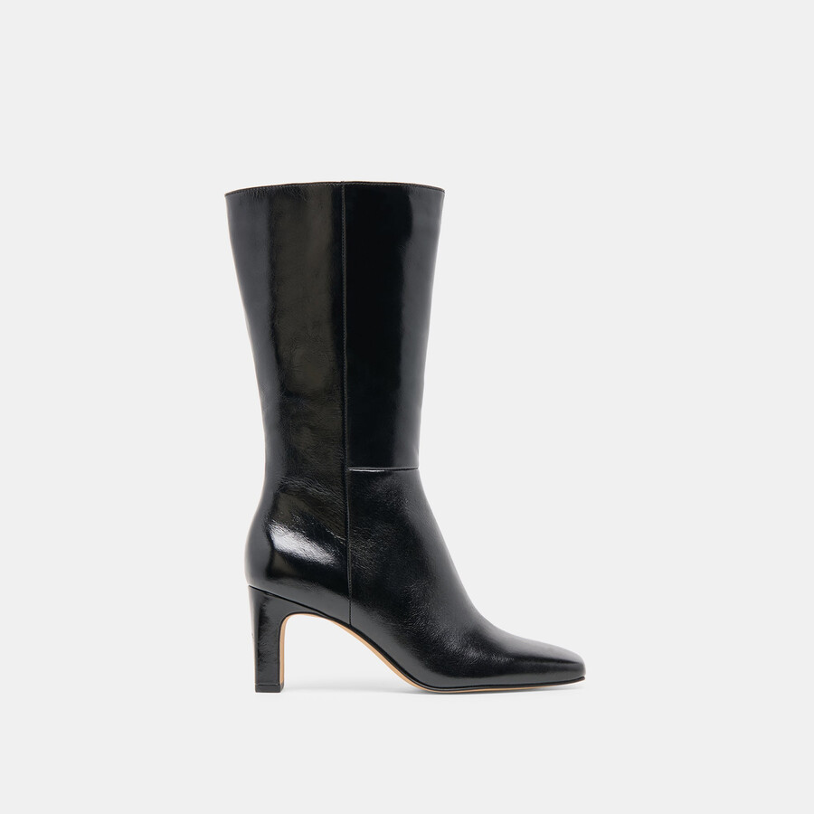 riggs stiefel mit weitem schaft schwarzes leder