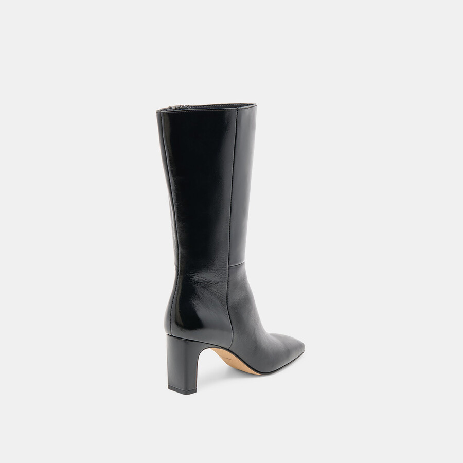 riggs stiefel mit weitem schaft schwarzes leder