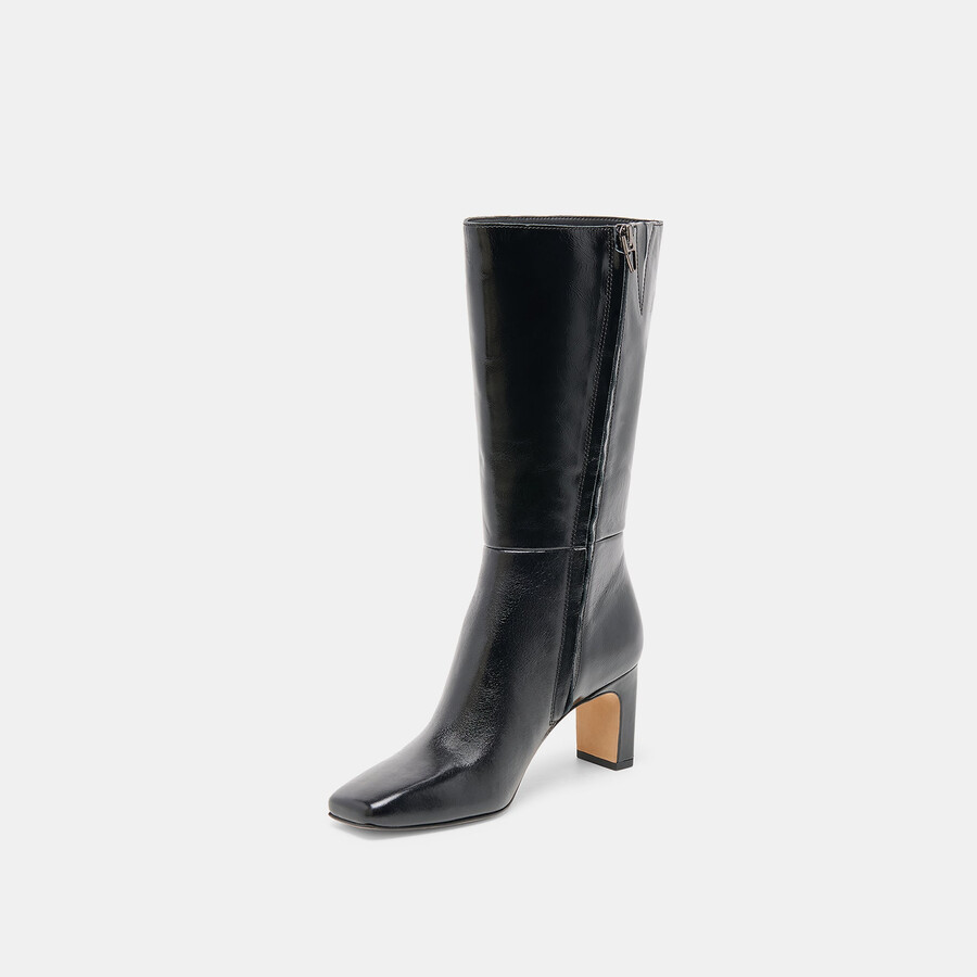 riggs stiefel mit weitem schaft schwarzes leder
