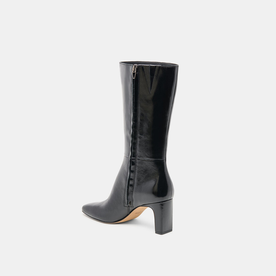 riggs stiefel mit weitem schaft schwarzes leder