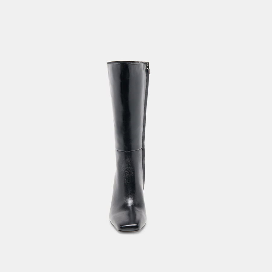 riggs stiefel mit weitem schaft schwarzes leder