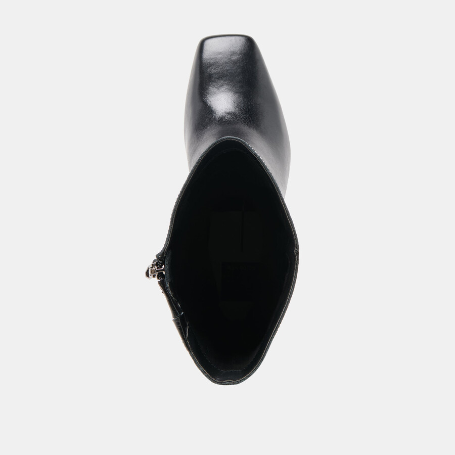 riggs stiefel mit weitem schaft schwarzes leder