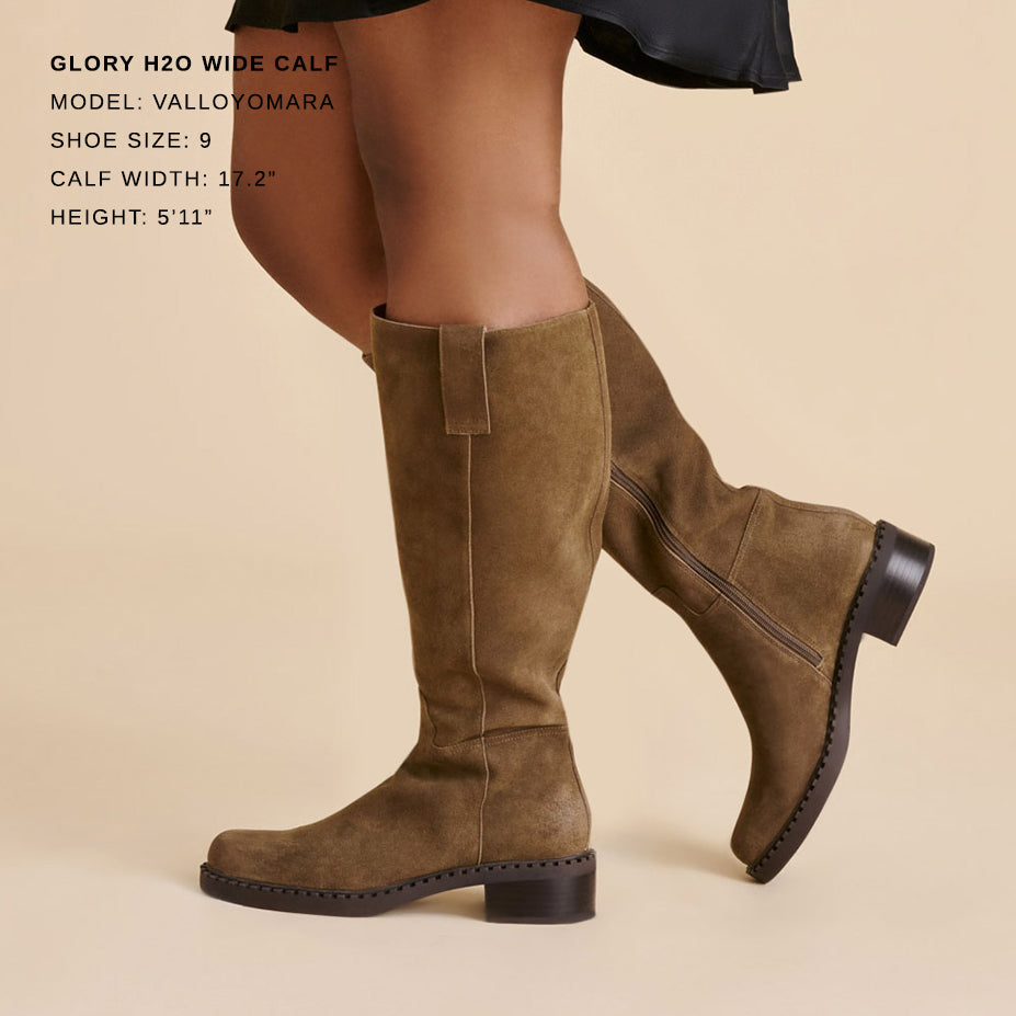 glory h2o stiefel mit weitem schaft olivgrünes wildleder