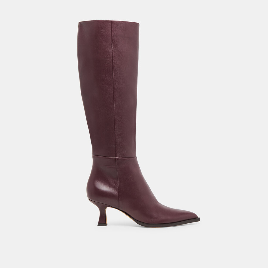 auggie stiefel mit weitem schaft weinrotes leder