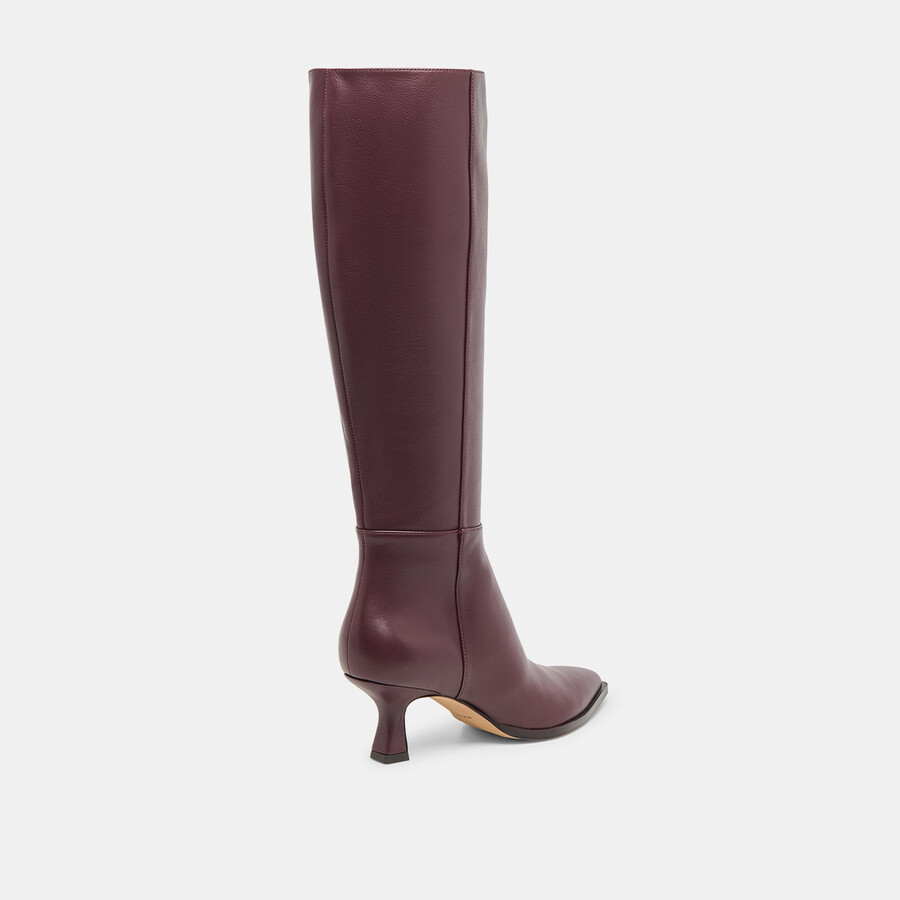 auggie stiefel mit weitem schaft weinrotes leder