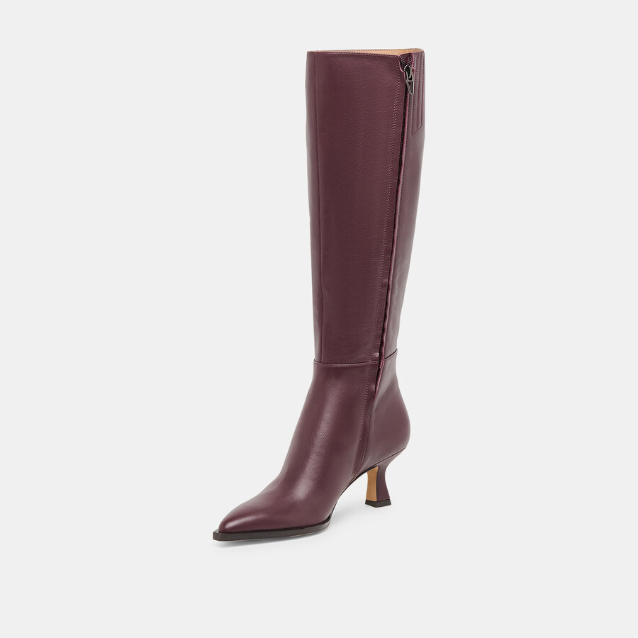 auggie stiefel mit weitem schaft weinrotes leder