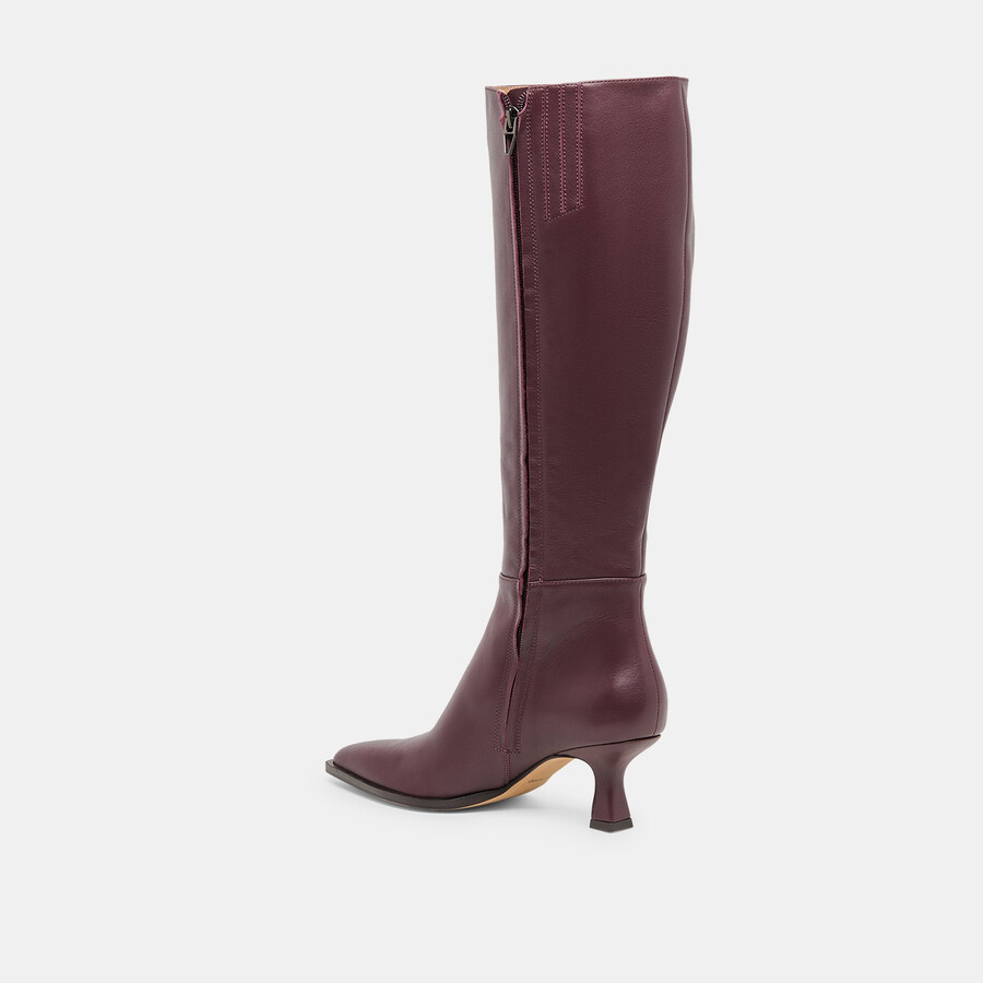 auggie stiefel mit weitem schaft weinrotes leder