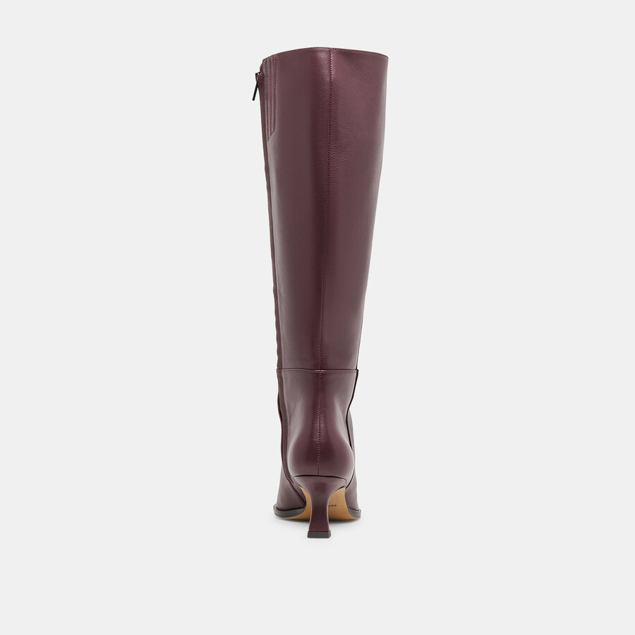 auggie stiefel mit weitem schaft weinrotes leder