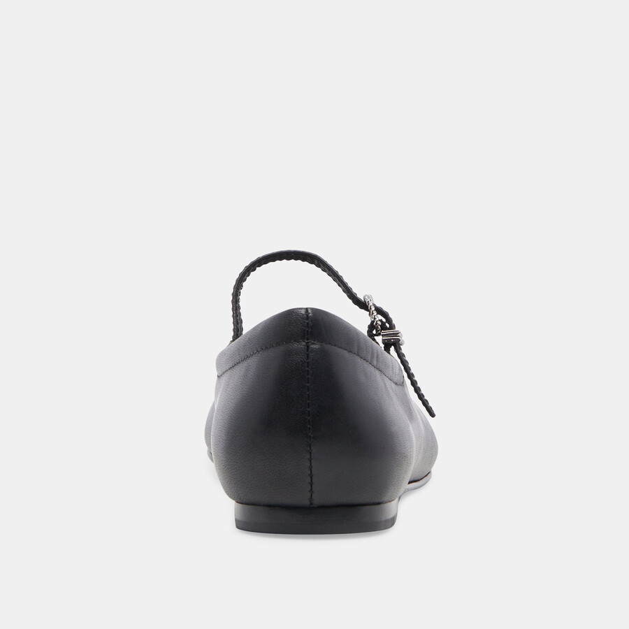 reyes weite ballerinas aus schwarzem leder