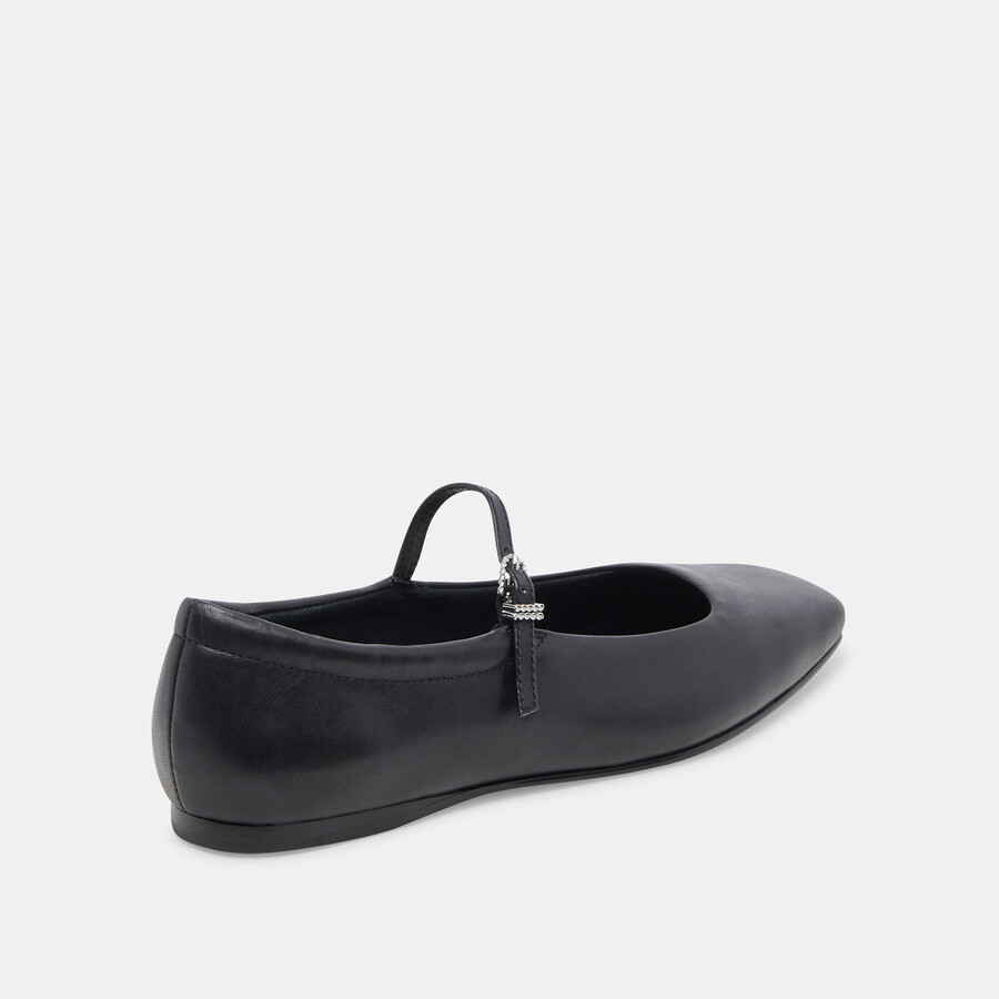 reyes weite ballerinas aus schwarzem leder
