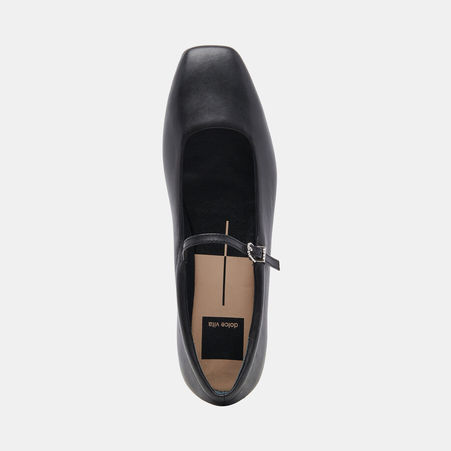 reyes weite ballerinas aus schwarzem leder