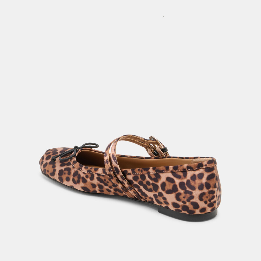 gibsen ballerinas aus dunkelbraunem leoparden-satin