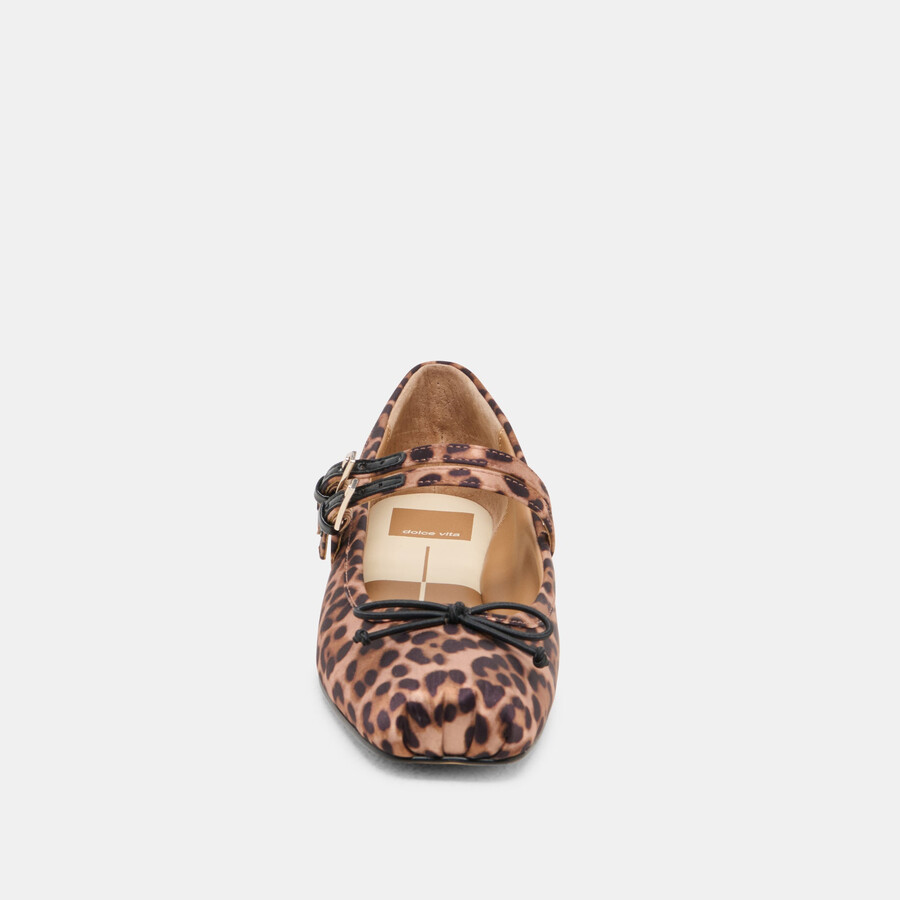 gibsen ballerinas aus dunkelbraunem leoparden-satin