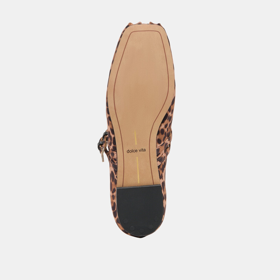 gibsen ballerinas aus dunkelbraunem leoparden-satin