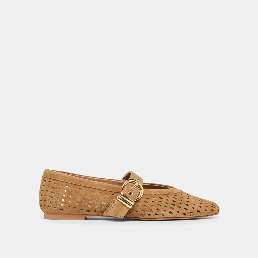 mikel ballerinas hellbraun perforiertes wildleder