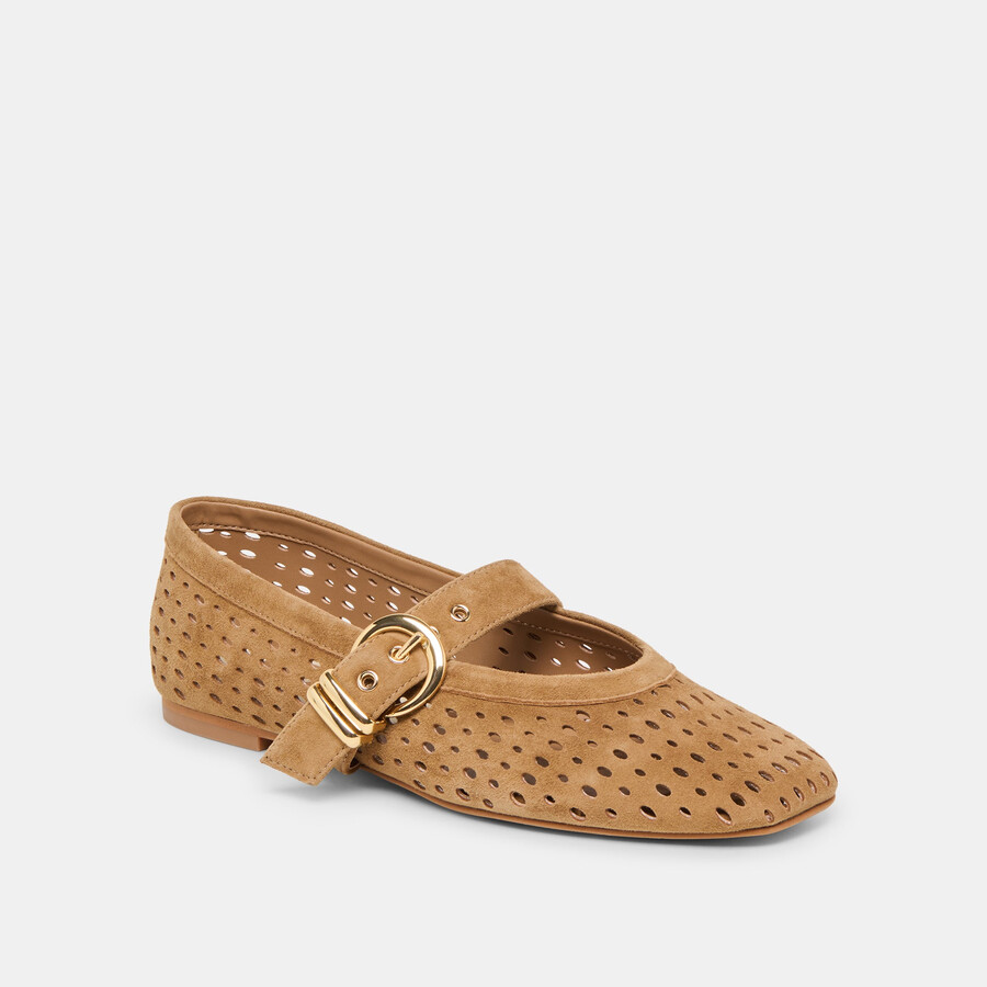 mikel ballerinas hellbraun perforiertes wildleder