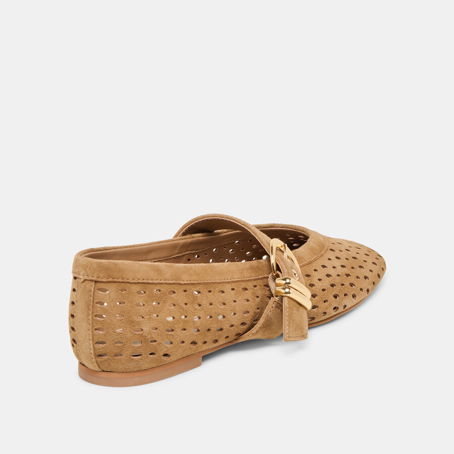 mikel ballerinas hellbraun perforiertes wildleder