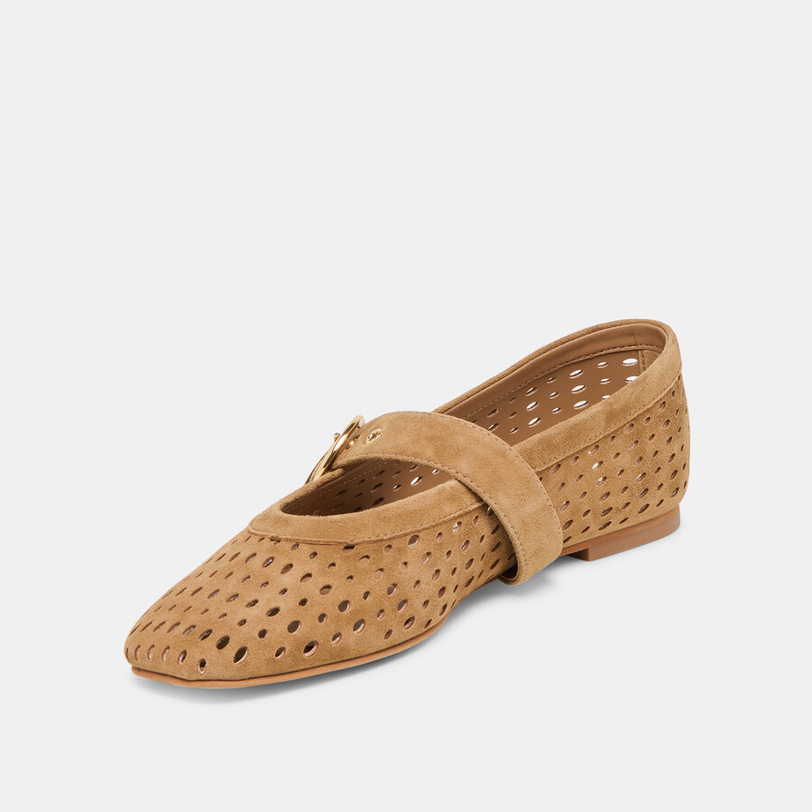 mikel ballerinas hellbraun perforiertes wildleder