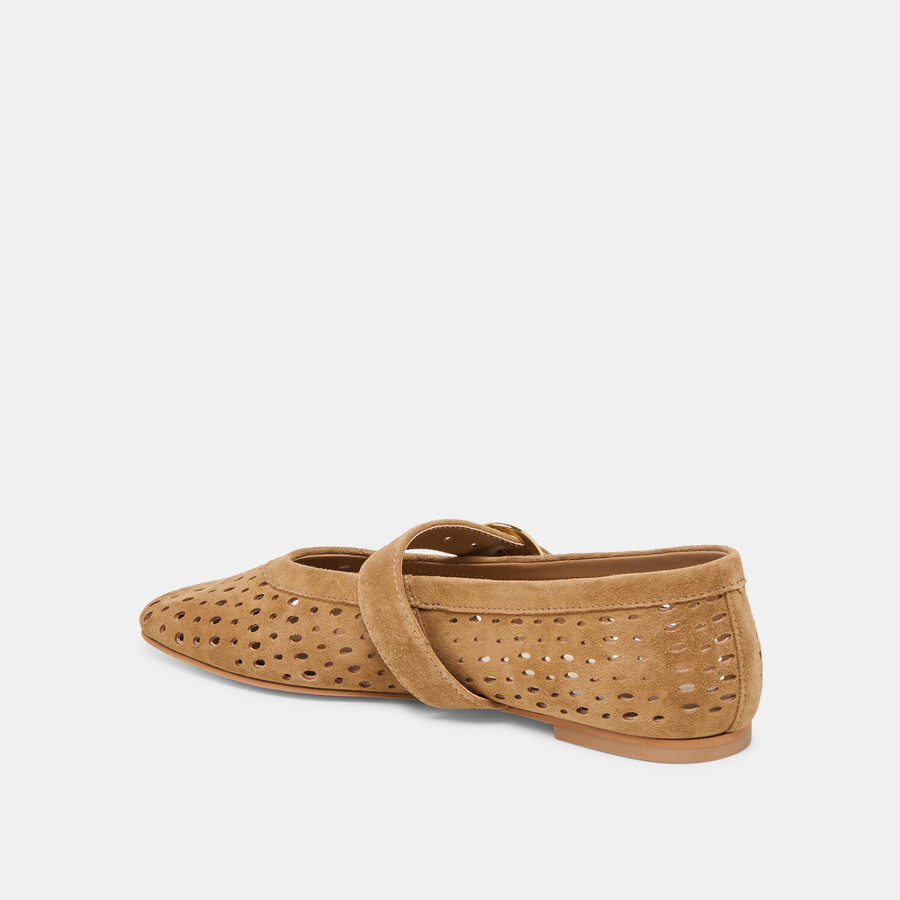 mikel ballerinas hellbraun perforiertes wildleder