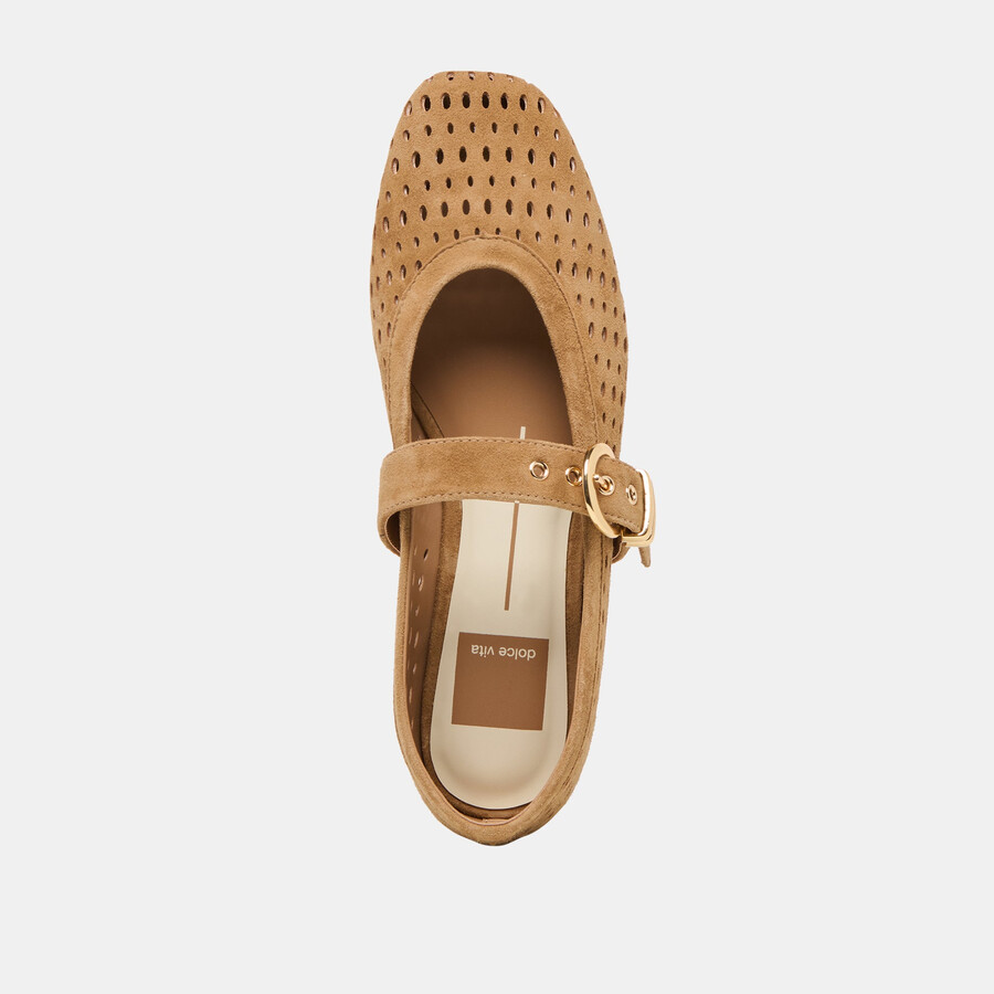mikel ballerinas hellbraun perforiertes wildleder