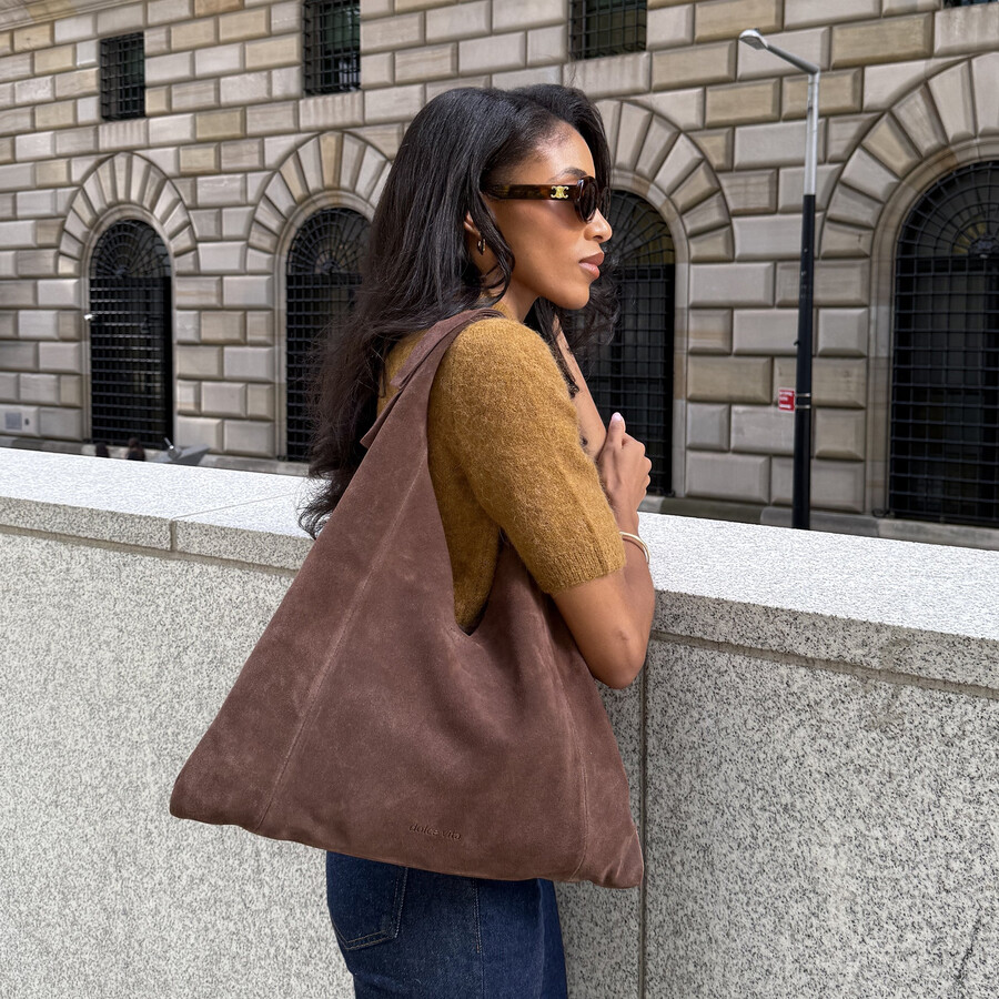 marie tote schokoladenbraunes wildleder