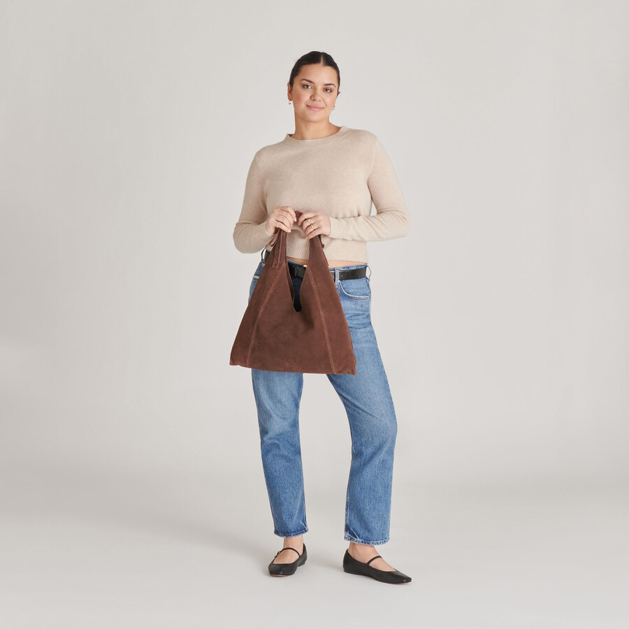marie tote schokoladenbraunes wildleder