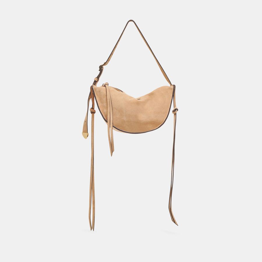 verona schultertasche aus beigefarbenem wildleder