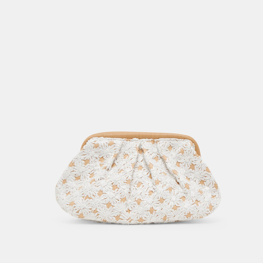 fiore clutch bestickt aus natürlichem raffia