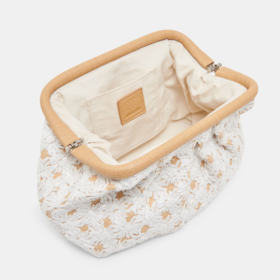 fiore clutch bestickt aus natürlichem raffia