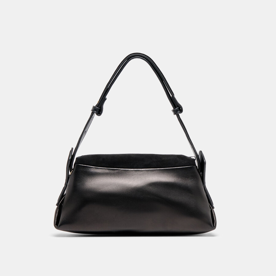 devyn schultertasche aus schwarzem leder