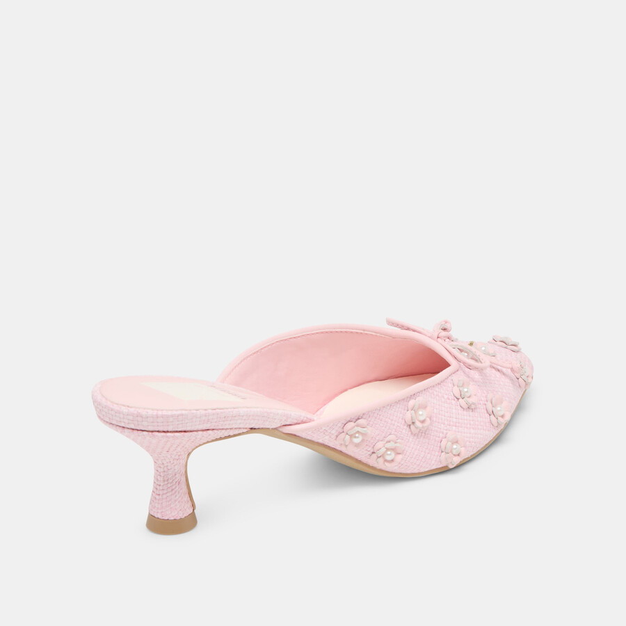 camilo x byrdie golf wide heels pink raffia