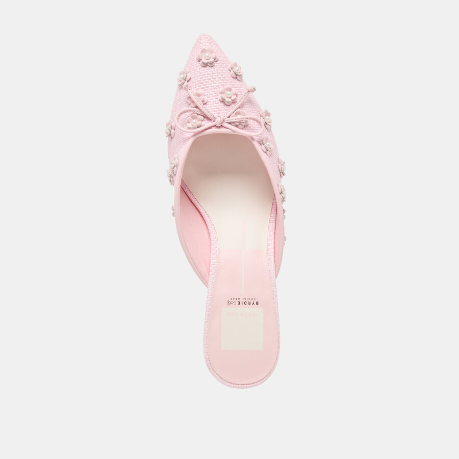 camilo x byrdie golf wide heels pink raffia