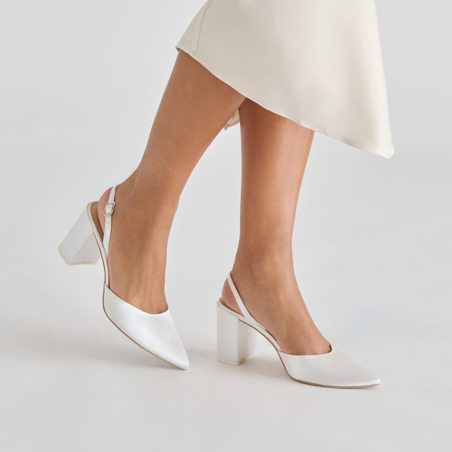 carel high heels aus echtem weißen satin