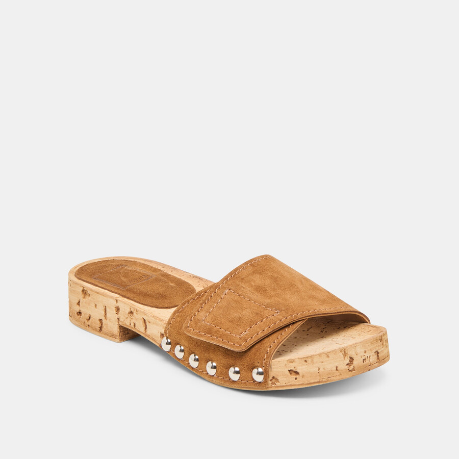 sandy sandalen aus kastanienbraunem wildleder