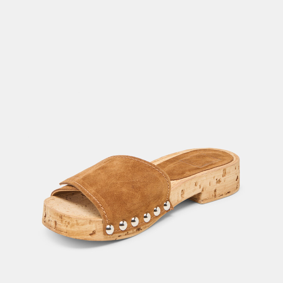 sandy sandalen aus kastanienbraunem wildleder
