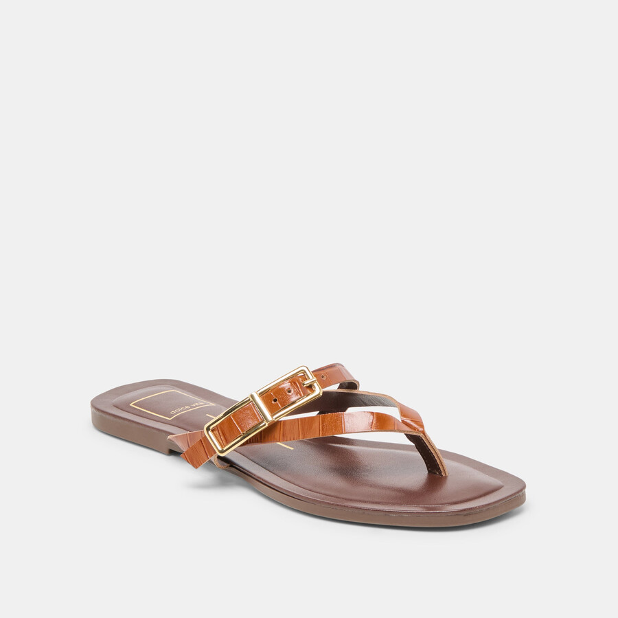 piers sandalen cognac krokodilgeprägtes leder