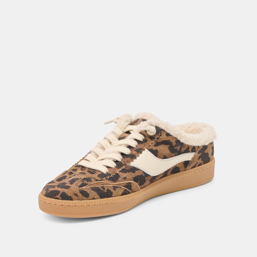notice slide plush sneakers braunes wildleder mit leopardenmuster