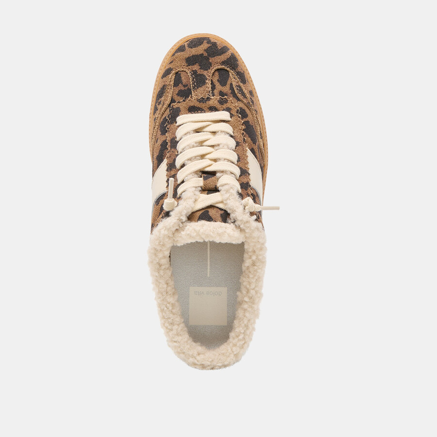 notice slide plush sneakers braunes wildleder mit leopardenmuster