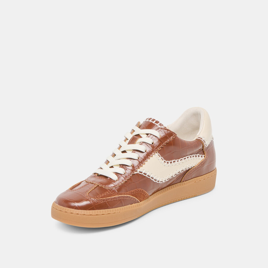 notice stitch sneakers cognac croco-geprägtes leder