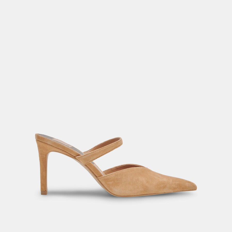 kanika wide heels aus hellbraunem wildleder