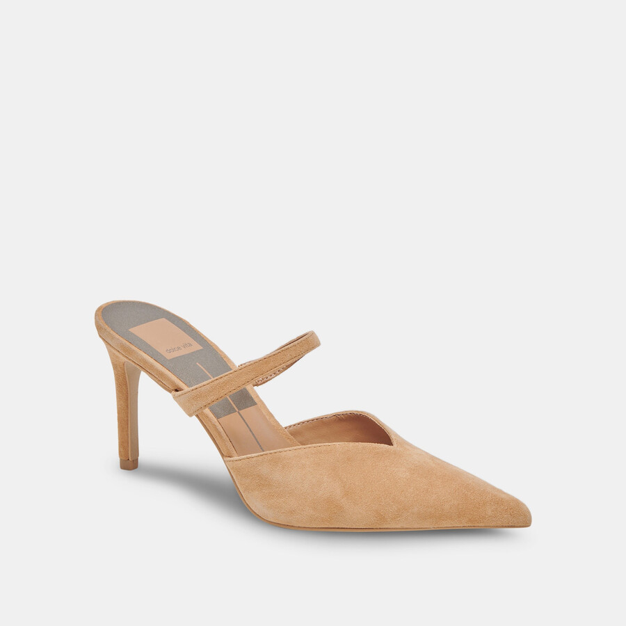 kanika wide heels aus hellbraunem wildleder