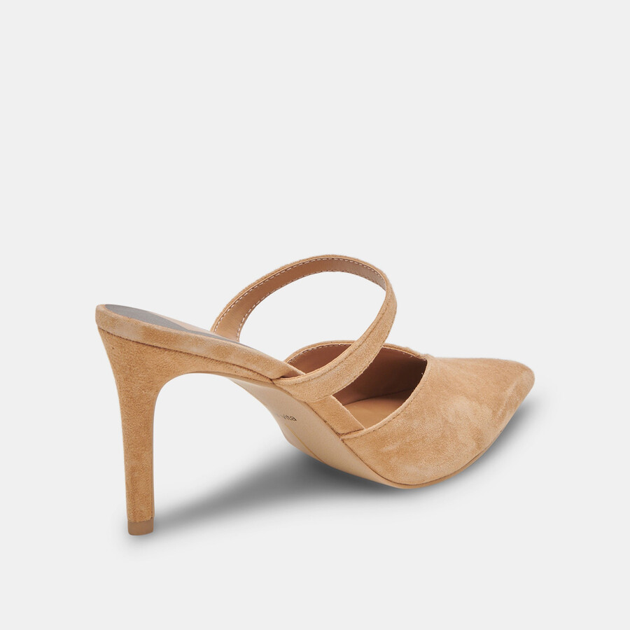 kanika wide heels aus hellbraunem wildleder