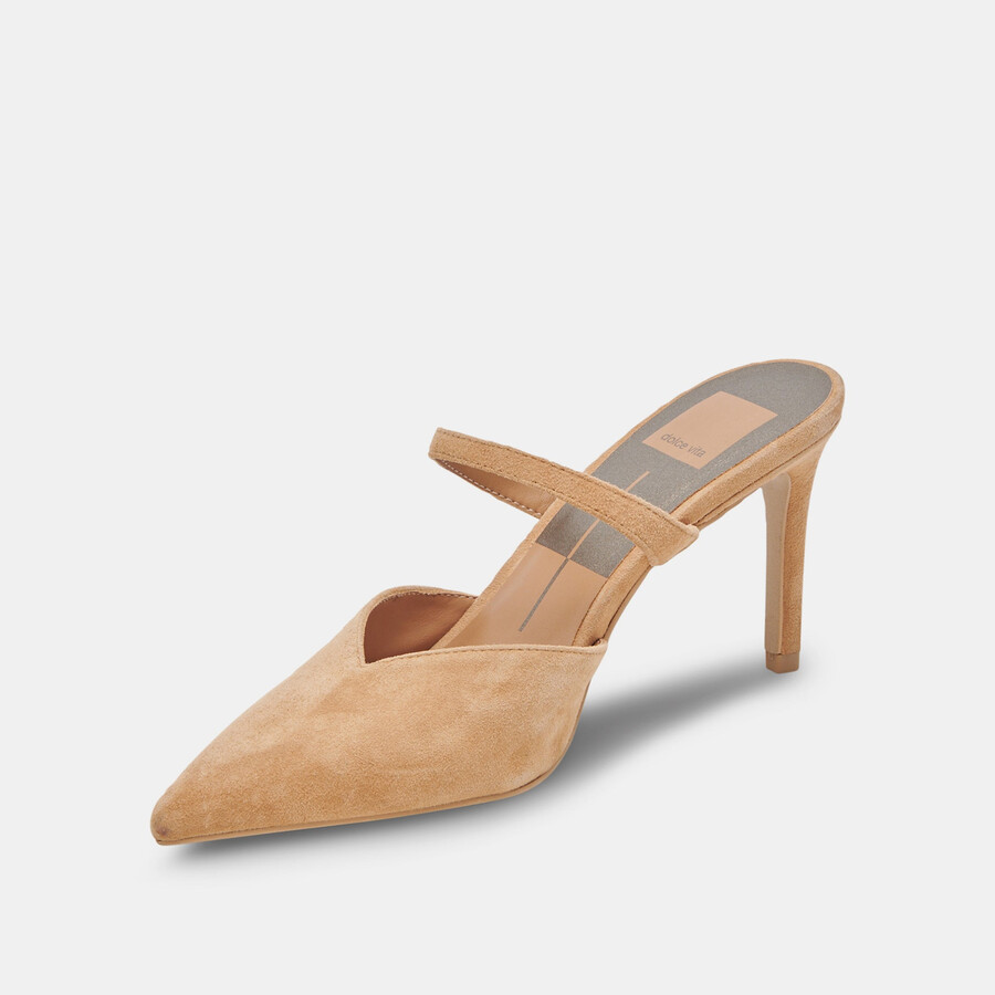 kanika wide heels aus hellbraunem wildleder
